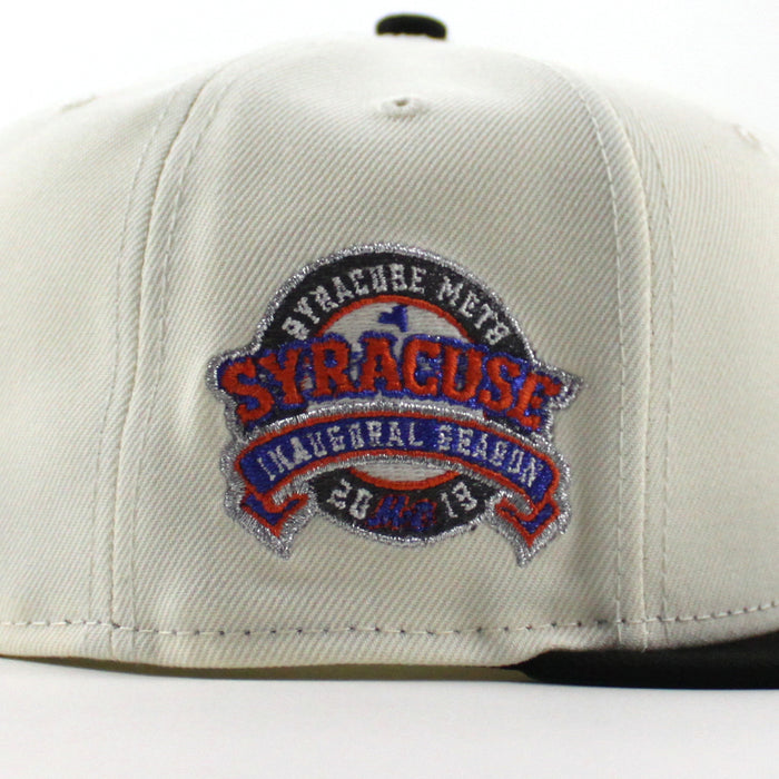 Syracuse Mets Inaugural Season New Era 59Fifty Fitted Hat (Chrome White Black Green Under Brim)