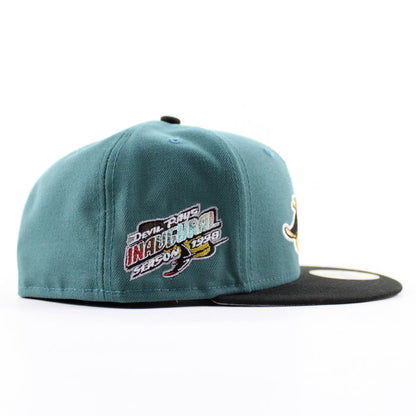 Tampa Bay Devil Rays 1998 Inaugural Season New Era 59Fifty Fitted Hat (Pine Green Black Gray UnderBrim)