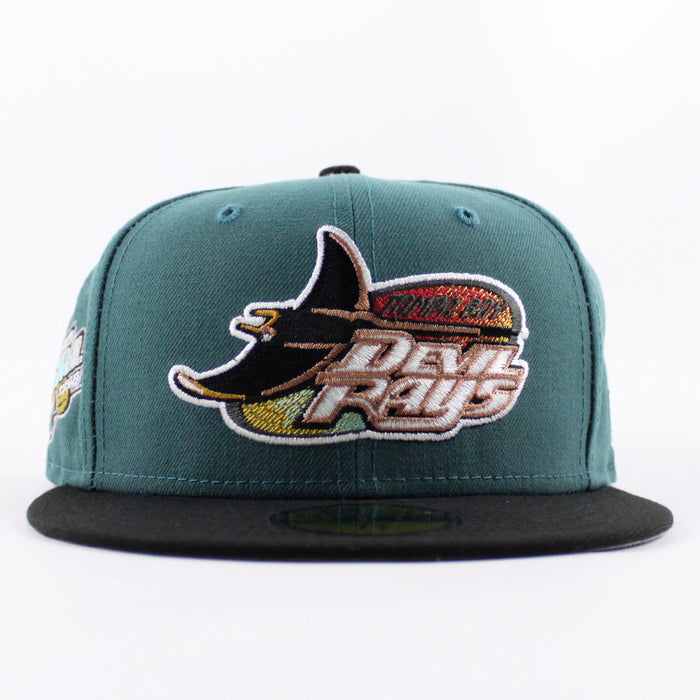 Tampa Bay Devil Rays 1998 Inaugural Season New Era 59Fifty Fitted Hat (Pine Green Black Gray UnderBrim)