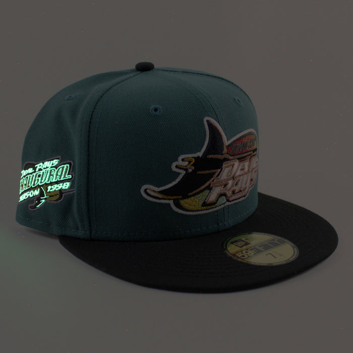 Tampa Bay Devil Rays 1998 Inaugural Season New Era 59Fifty Fitted Hat (Pine Green Black Gray UnderBrim)