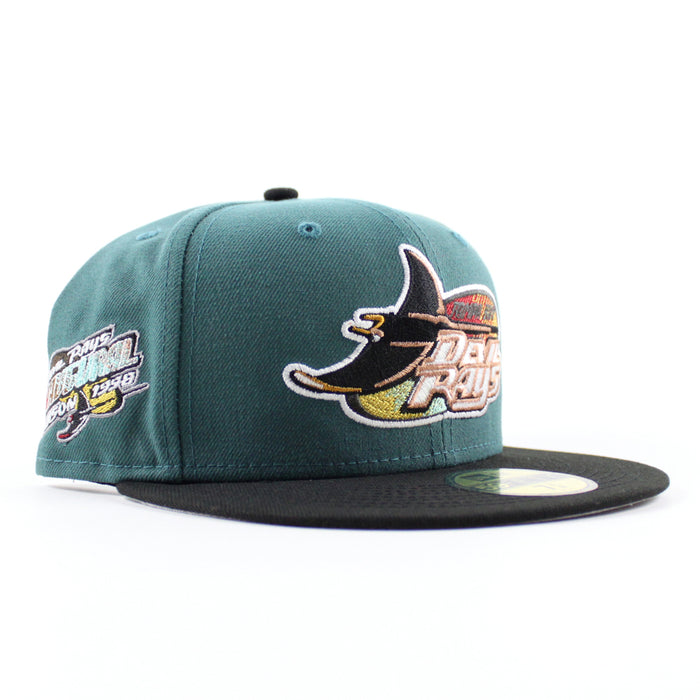 Tampa Bay Devil Rays 1998 Inaugural Season New Era 59Fifty Fitted Hat (Pine Green Black Gray UnderBrim)