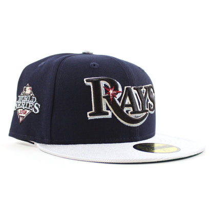 Tampa Bay Devil Rays 2008 World Series New Era 59Fifty Fitted Hat (Night Shift Navy Silver Green UnderBrim)