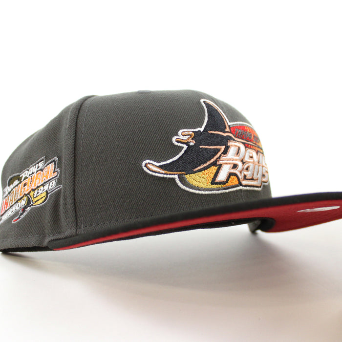 Tampa Bay Devil Rays Inaugural Season 1998 New Era 59Fifty Fitted Hat (Pewter Black Pinot UnderBrim)
