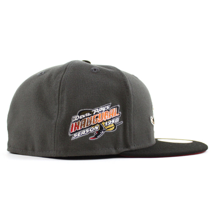 Tampa Bay Devil Rays Inaugural Season 1998 New Era 59Fifty Fitted Hat (Pewter Black Pinot UnderBrim)