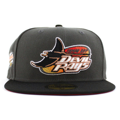 Tampa Bay Devil Rays Inaugural Season 1998 New Era 59Fifty Fitted Hat (Pewter Black Pinot UnderBrim)