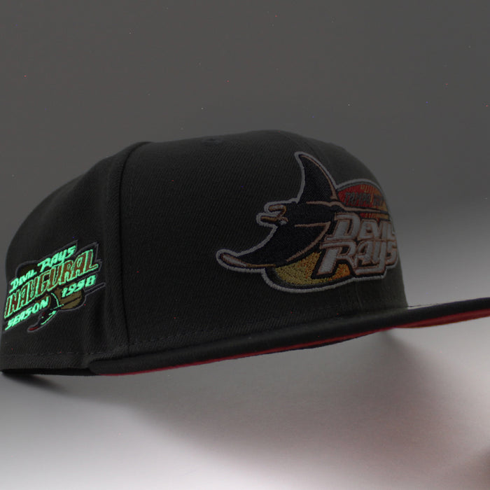 Tampa Bay Devil Rays Inaugural Season 1998 New Era 59Fifty Fitted Hat (Pewter Black Pinot UnderBrim)