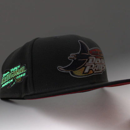 Tampa Bay Devil Rays Inaugural Season 1998 New Era 59Fifty Fitted Hat (Pewter Black Pinot UnderBrim)