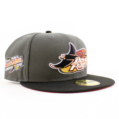 Tampa Bay Devil Rays Inaugural Season 1998 New Era 59Fifty Fitted Hat (Pewter Black Pinot UnderBrim)