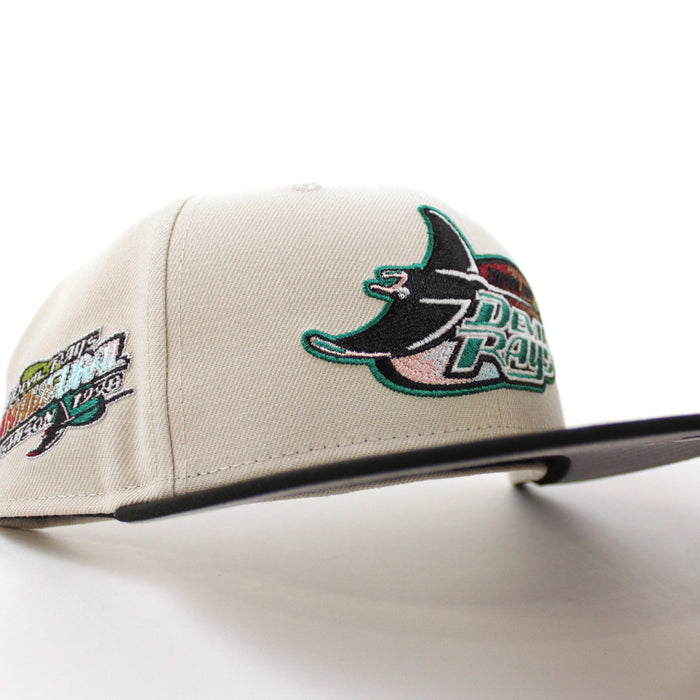 Tampa Bay Devil Rays Inaugural Season 1998 New Era 59Fifty Fitted Hat (Stone Black Gray UnderBrim)