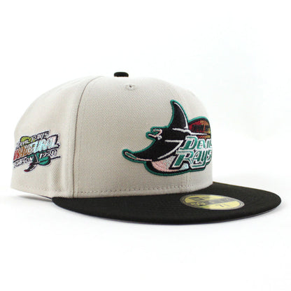 Tampa Bay Devil Rays Inaugural Season 1998 New Era 59Fifty Fitted Hat (Stone Black Gray UnderBrim)