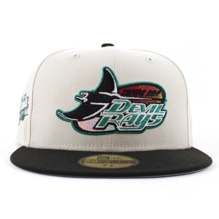 Tampa Bay Devil Rays Inaugural Season 1998 New Era 59Fifty Fitted Hat (Stone Black Gray UnderBrim)