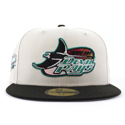 Tampa Bay Devil Rays Inaugural Season 1998 New Era 59Fifty Fitted Hat (Stone Black Gray UnderBrim)