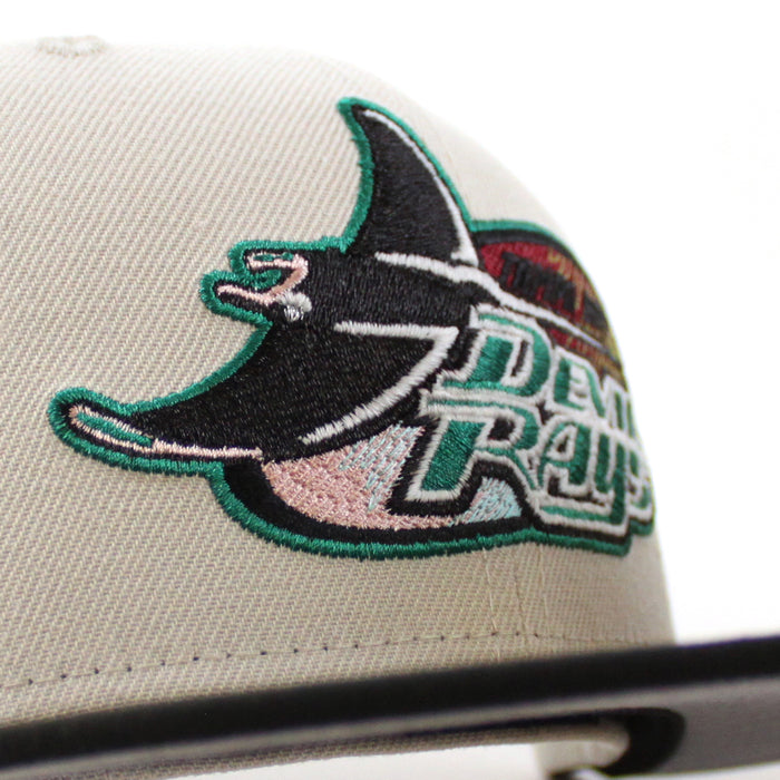 Tampa Bay Devil Rays Inaugural Season 1998 New Era 59Fifty Fitted Hat (Stone Black Gray UnderBrim)
