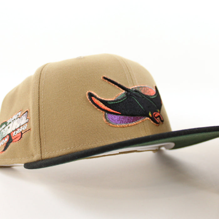 Tampa Bay Devil Rays Inaugural Season New Era 59Fifty Fitted Hat (Khaki Black Green Under Brim)