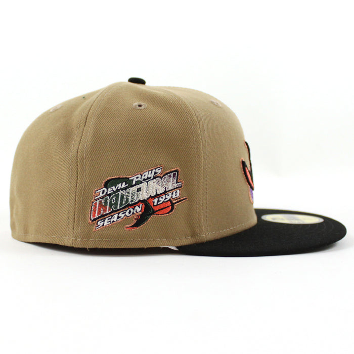 Tampa Bay Devil Rays Inaugural Season New Era 59Fifty Fitted Hat (Khaki Black Green Under Brim)