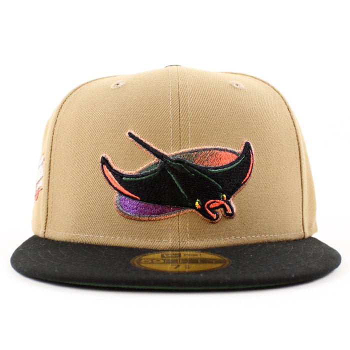Tampa Bay Devil Rays Inaugural Season New Era 59Fifty Fitted Hat (Khaki Black Green Under Brim)