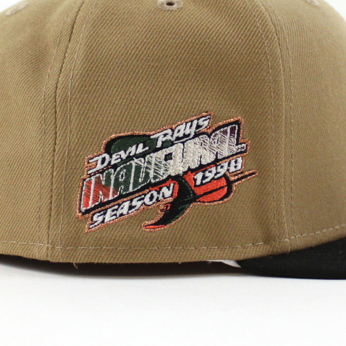 Tampa Bay Devil Rays Inaugural Season New Era 59Fifty Fitted Hat (Khaki Black Green Under Brim)