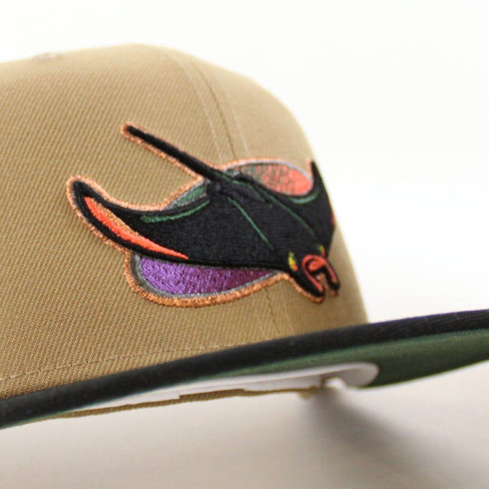 Tampa Bay Devil Rays Inaugural Season New Era 59Fifty Fitted Hat (Khaki Black Green Under Brim)