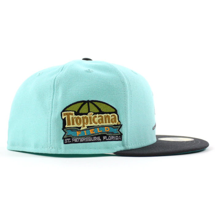 Tampa Bay Devil Rays TROPICANA FIELD New Era 59Fifty Fitted Hat (BLUE TINT DK GRAPHITE TEAL BREEZE UnderBrim)