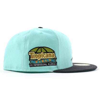 Tampa Bay Devil Rays TROPICANA FIELD New Era 59Fifty Fitted Hat (BLUE TINT DK GRAPHITE TEAL BREEZE UnderBrim)