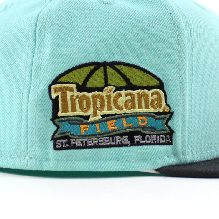 Tampa Bay Devil Rays TROPICANA FIELD New Era 59Fifty Fitted Hat (BLUE TINT DK GRAPHITE TEAL BREEZE UnderBrim)