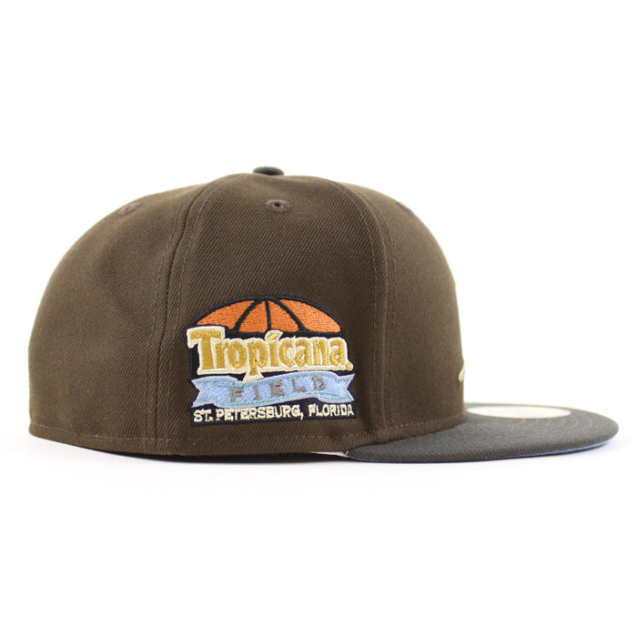 Tampa Bay Devil Rays TROPICANA FIELD New Era 59Fifty Fitted Hat (Walnut Pewter Sky Blue UnderBrim)