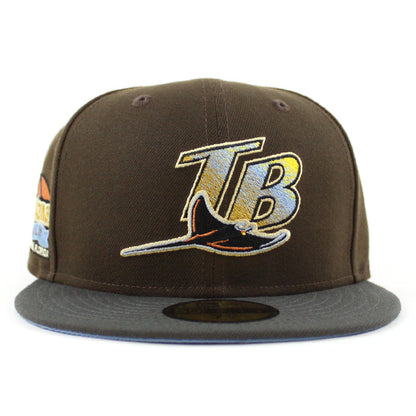 Tampa Bay Devil Rays TROPICANA FIELD New Era 59Fifty Fitted Hat (Walnut Pewter Sky Blue UnderBrim)
