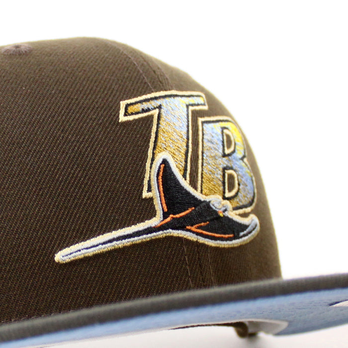 Tampa Bay Devil Rays TROPICANA FIELD New Era 59Fifty Fitted Hat (Walnut Pewter Sky Blue UnderBrim)