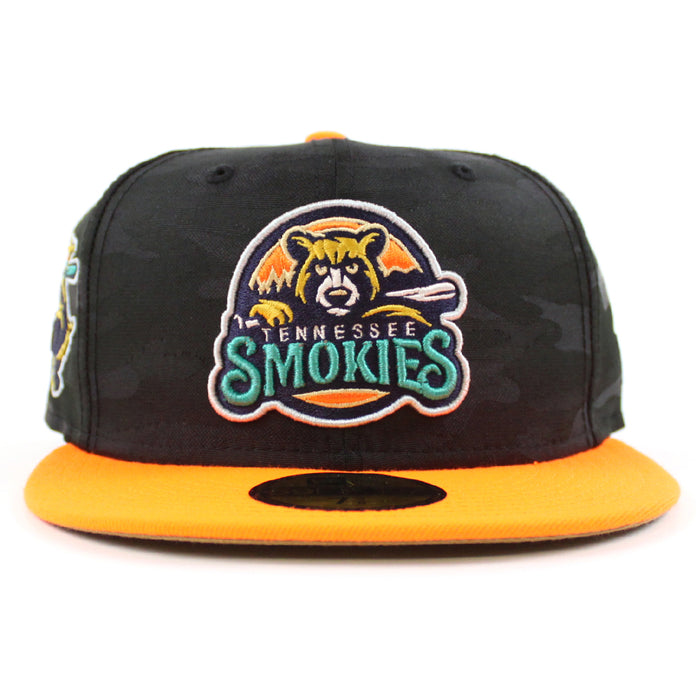 TENNESSEE SMOKIES BATTING BEAR New Era 59Fifty Fitted Hat (TONAL CAMO HUNTER FLAME KHAKI Under Brim)