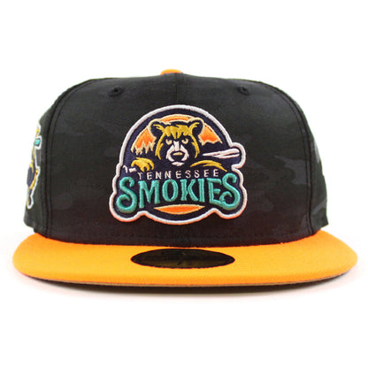 TENNESSEE SMOKIES BATTING BEAR New Era 59Fifty Fitted Hat (TONAL CAMO HUNTER FLAME KHAKI Under Brim)