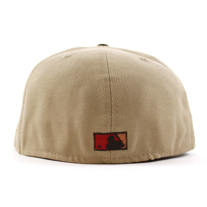Texas Rangers 1995 All Star Game New Era 59Fifty Fitted Hat (Camel Burnt Wood Cardinal Under Brim)