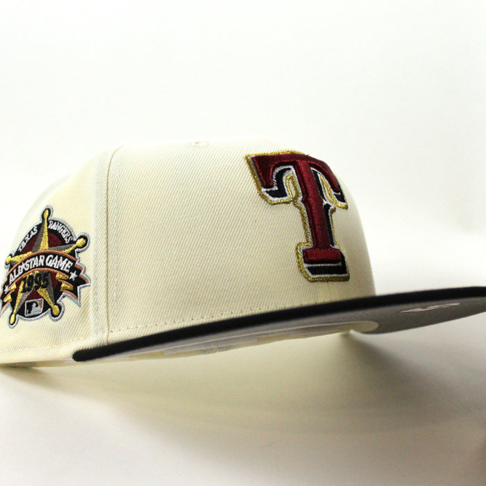 Texas Rangers 1995 All Star Game New Era 59Fifty Fitted Hat (Chrome Black Gray Under Brim)