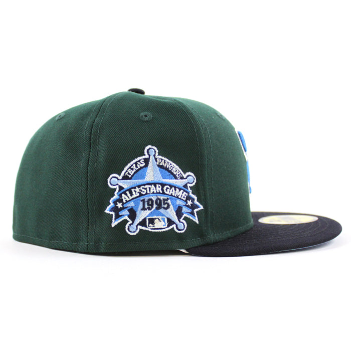 Texas Rangers 1995 All Star Game New Era 59Fifty Fitted Hat (Dark Green Navy Sky Blue Under Brim)