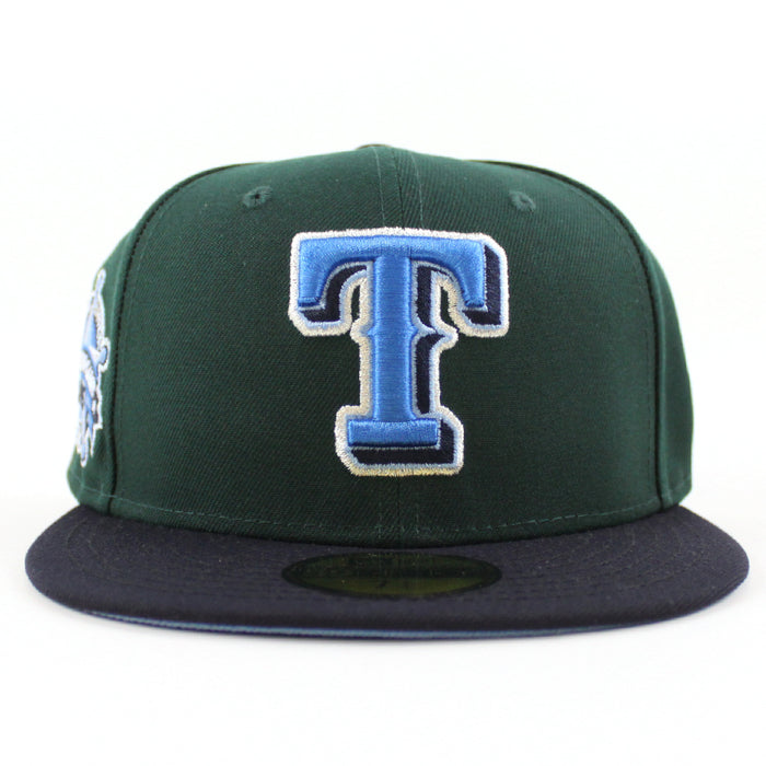 Texas Rangers 1995 All Star Game New Era 59Fifty Fitted Hat (Dark Green Navy Sky Blue Under Brim)