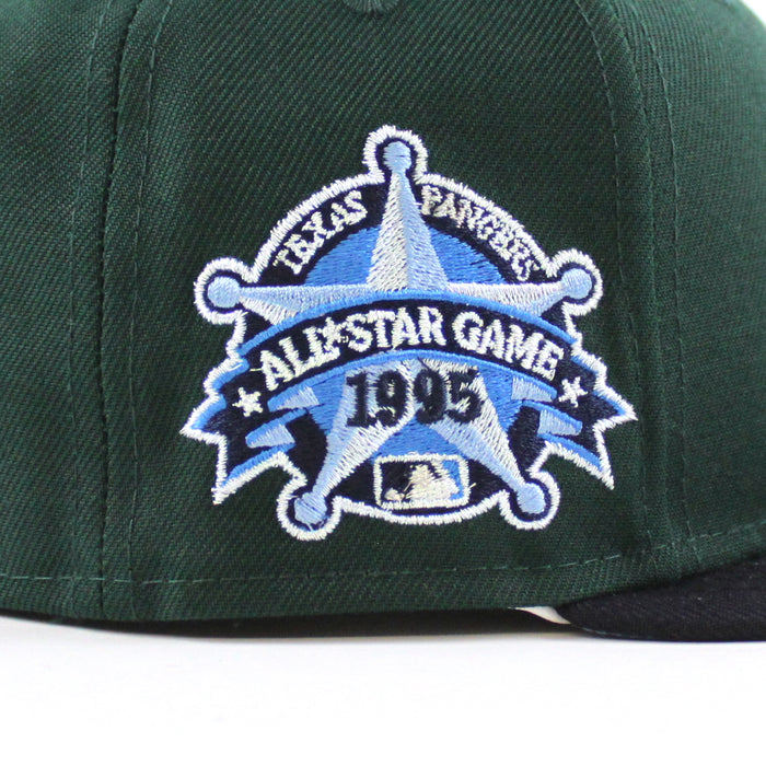 Texas Rangers 1995 All Star Game New Era 59Fifty Fitted Hat (Dark Green Navy Sky Blue Under Brim)