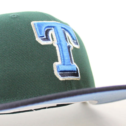 Texas Rangers 1995 All Star Game New Era 59Fifty Fitted Hat (Dark Green Navy Sky Blue Under Brim)