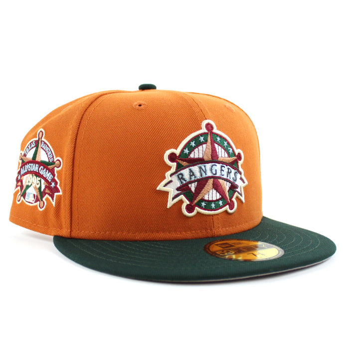 Texas Rangers 1995 All Star Game New Era 59Fifty Fitted Hat (Fight Orange Green Gray Under Brim)