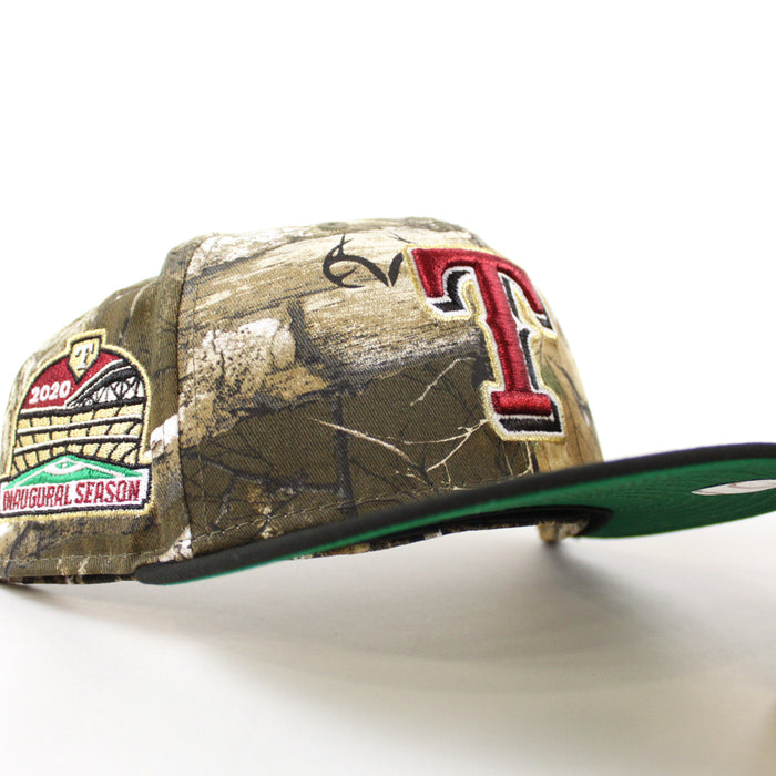 Texas Rangers 2020 Inaugural Season Patch New Era 59Fifty Fitted Hat (Glow in the Dark RealTree Black Green Under Brim)