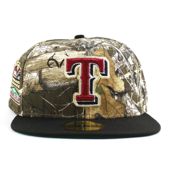 Texas Rangers 2020 Inaugural Season Patch New Era 59Fifty Fitted Hat (Glow in the Dark RealTree Black Green Under Brim)
