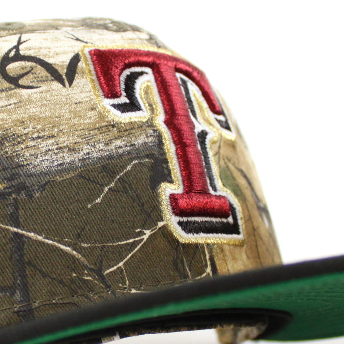 Texas Rangers 2020 Inaugural Season Patch New Era 59Fifty Fitted Hat (Glow in the Dark RealTree Black Green Under Brim)