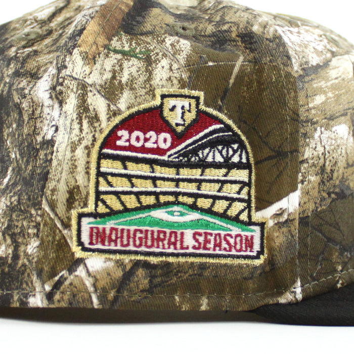 Texas Rangers 2020 Inaugural Season Patch New Era 59Fifty Fitted Hat (Glow in the Dark RealTree Black Green Under Brim)