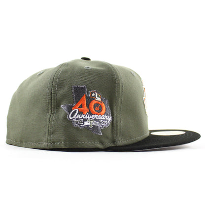 Texas Rangers 40th Anniversary New Era 59Fifty Fitted Hat (Olive Green Black Gray Under Brim)