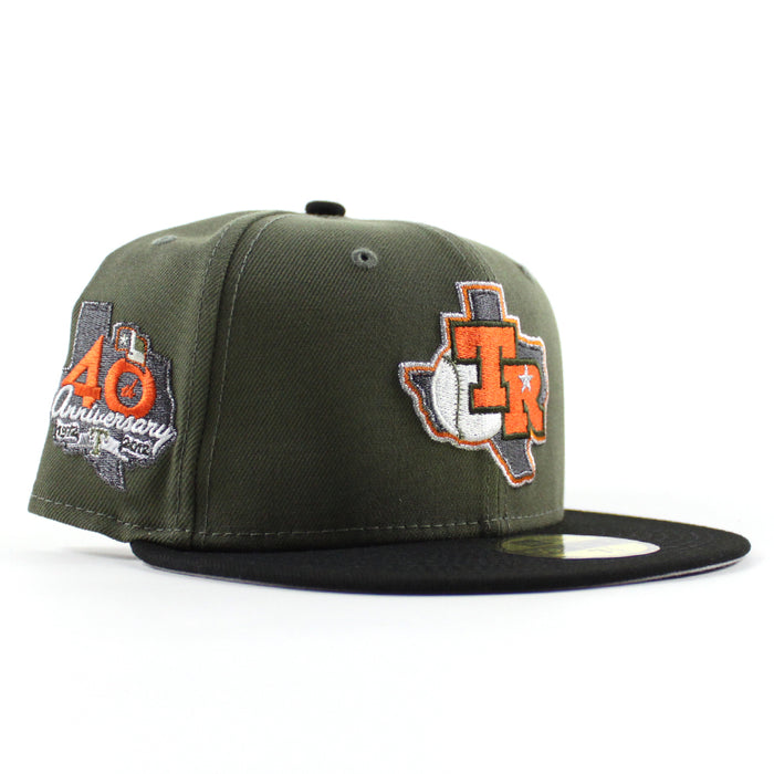Texas Rangers 40th Anniversary New Era 59Fifty Fitted Hat (Olive Green Black Gray Under Brim)