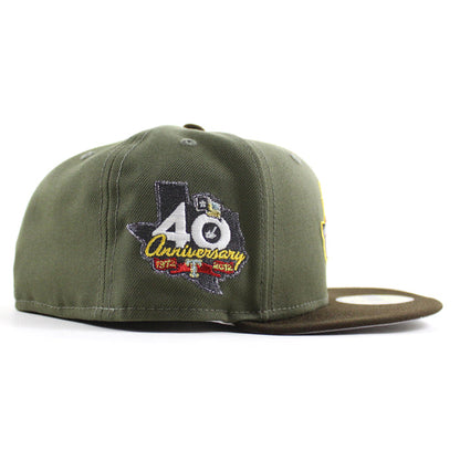 Texas Rangers 40th Anniversary New Era 59Fifty Fitted Hat (Olive Green Walnut Gray Under Brim)