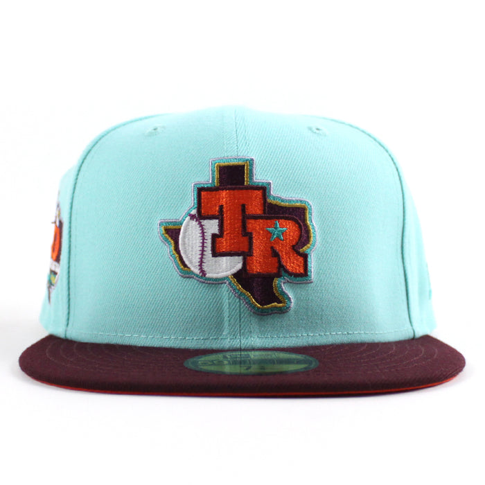 Texas Rangers 40TH ANNIVERSARY New Era 59Fifty Fitted Hat (Tint Blue Maroon ORANGE Under Brim)