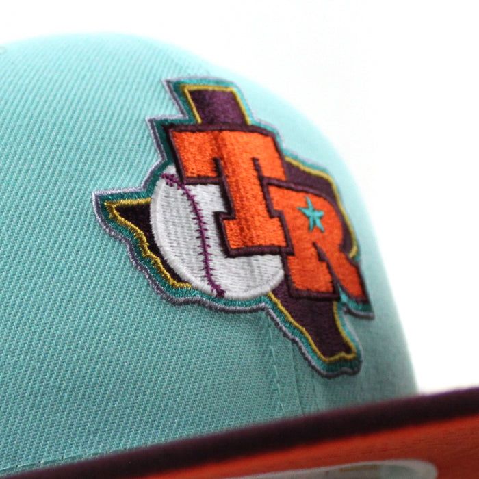 Texas Rangers 40TH ANNIVERSARY New Era 59Fifty Fitted Hat (Tint Blue Maroon ORANGE Under Brim)