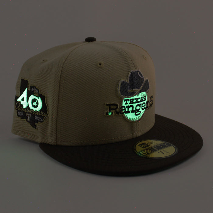 Texas Rangers 40th Anniversary New Era 59Fifty Fitted Hat (Vegas Gold Walnut Kelly Green Under Brim)