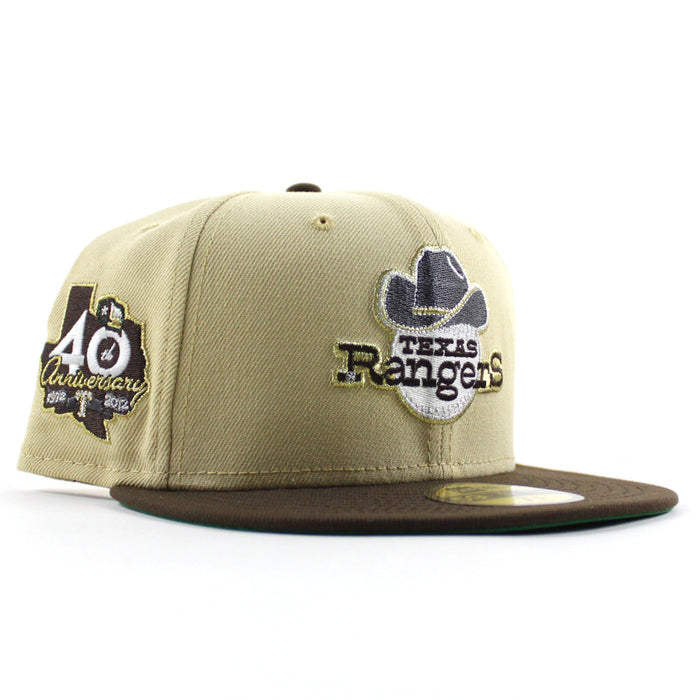 Texas Rangers 40th Anniversary New Era 59Fifty Fitted Hat (Vegas Gold Walnut Kelly Green Under Brim)