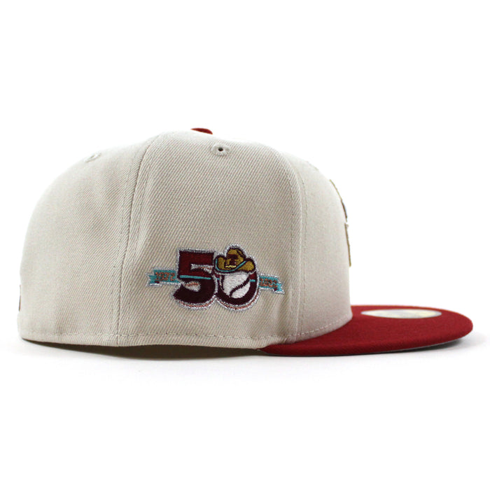 Texas Rangers 50th Anniversary New Era 59Fifty Fitted Hat (Stone Pinot Gray Under Brim)