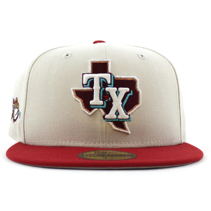 Texas Rangers 50th Anniversary New Era 59Fifty Fitted Hat (Stone Pinot Gray Under Brim)